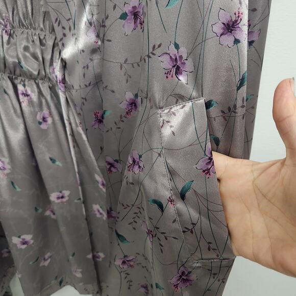 Victoria's Secret Belted Floral Satin Kimono Robe One Size Pockets - Picture 3 of 9